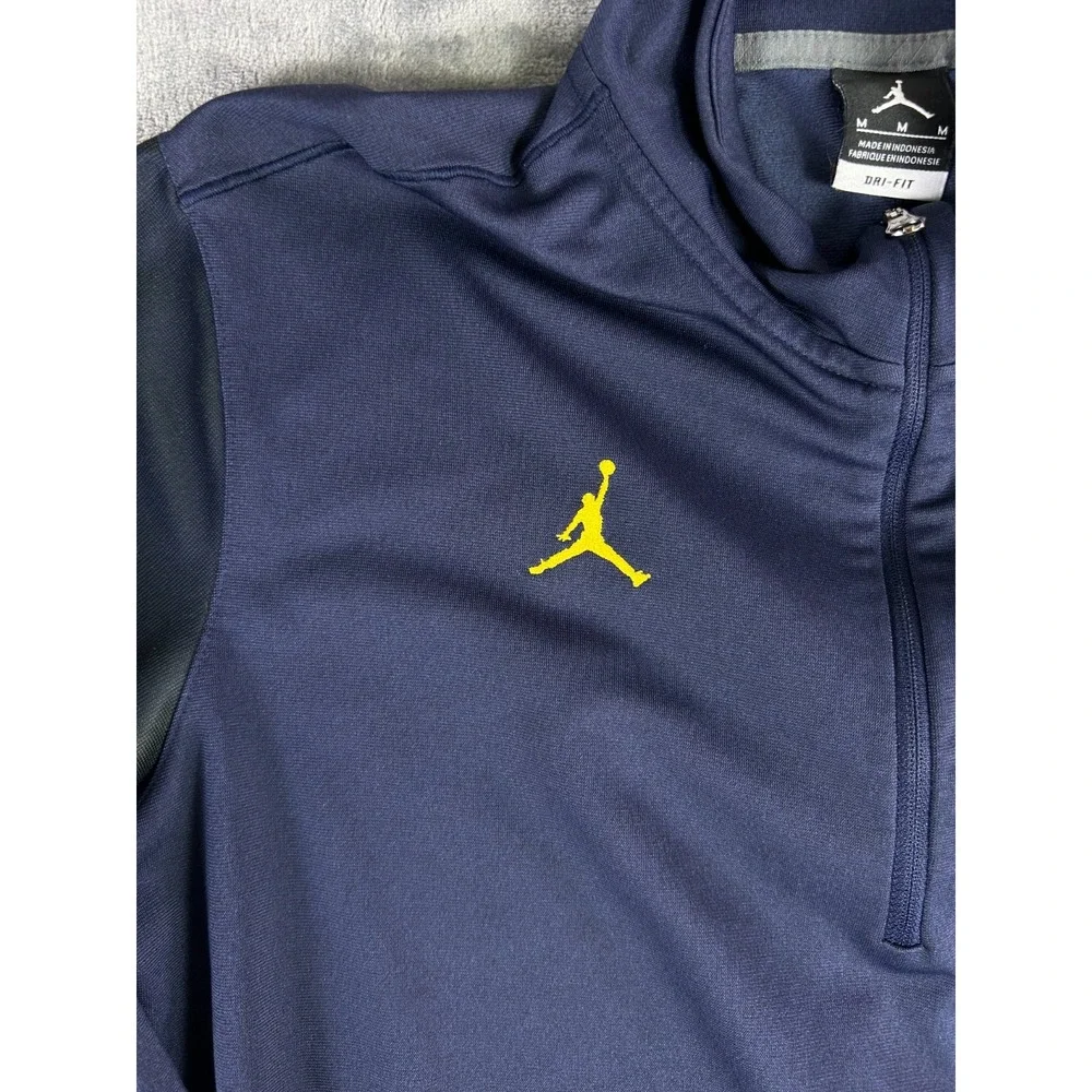Y2K Jordan Michigan Wolverines Quarter Zip Pullover Navy Blue Men's M Dri Fit‎
